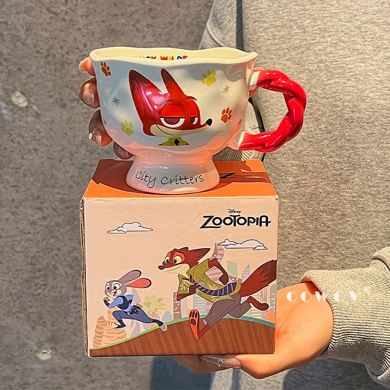 

Zootopia Judy Hopps & Nick Wilde Ceramic Mug, 3D Embossed Couple Coffee Cup, Cute Gift for Fans, Office & Home Use