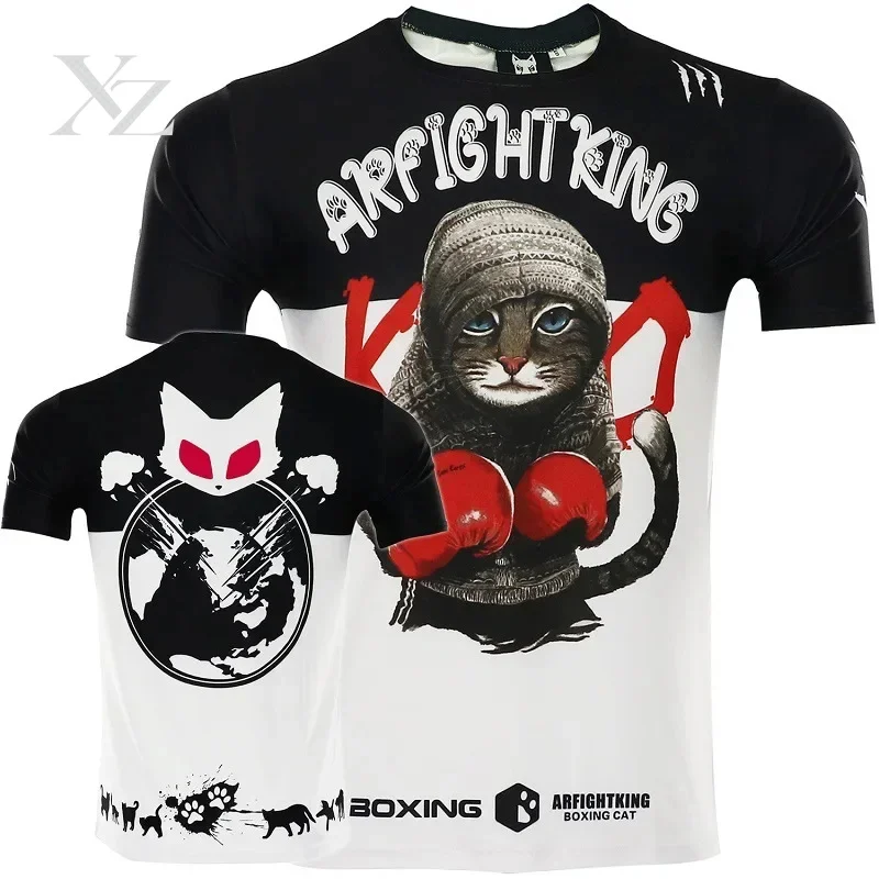 High Quality Muay Thai Fighting T Shirt Thai Fighter Boxing Short Sleeve Training Top for Men Women Summer Fitness Sports