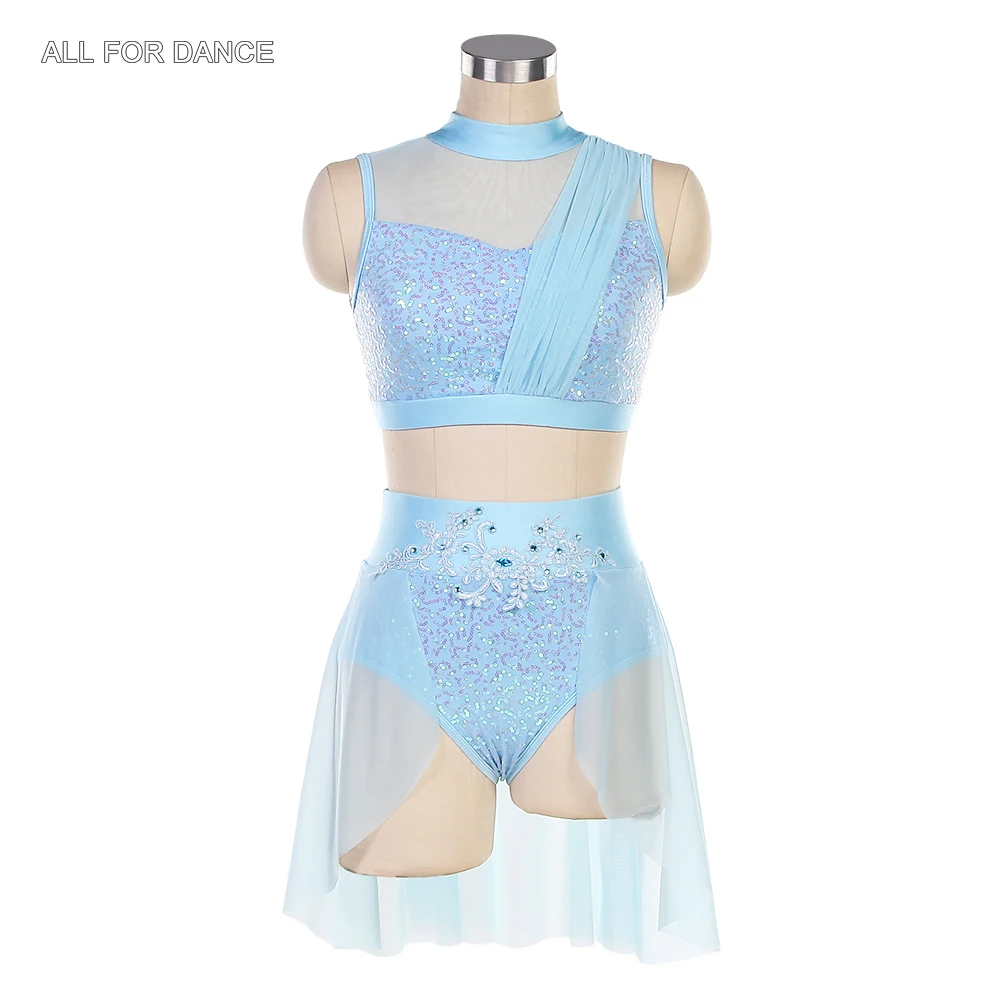 25028 السماء الزرقاء 2 في واحد Squin دنة صد فستان الباليه الكبار الفتيات الباليه وأزياء رقص غنائية ومعاصرة #2