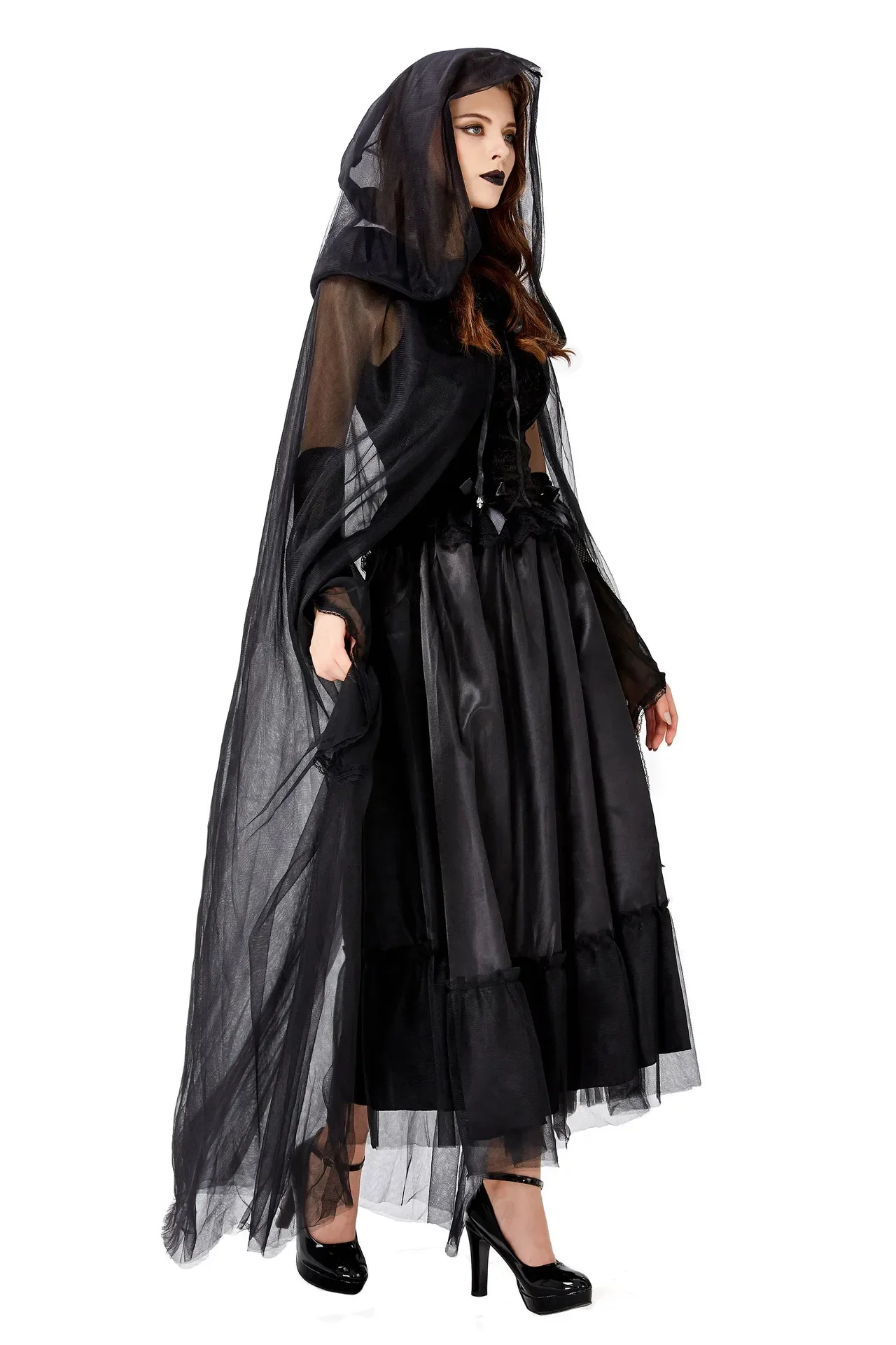 Nuovo Halloween Fantasmi per adulti Vestito da strega Demone Vampiro Costume Abito scuro Diavolo Fantasma Sposa Costumi Abiti spaventosi