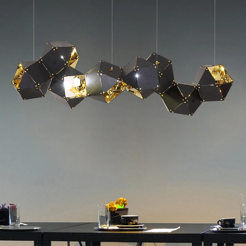 

Luxury Cube Chandelier Lighting LED Black Gold Pendant Hanging Light Home Modern Lustre Fixture Lamps for Dining Room Kitchen