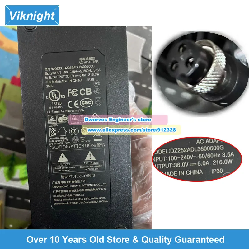 DZ252ADL3600600G P016 Ac Adapter 36V 6A 216W for LED Light Strips Industrial Equipment Smart Appliances