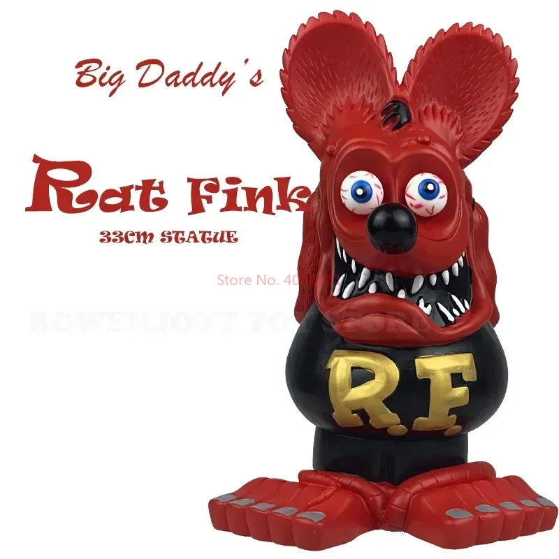 

33cm Rat Fink Red Black Vinyl Big Model Doll Ornament Premium Edition Rf Crazy Mouse Large Statue Kid Gift Toy Collection Figure