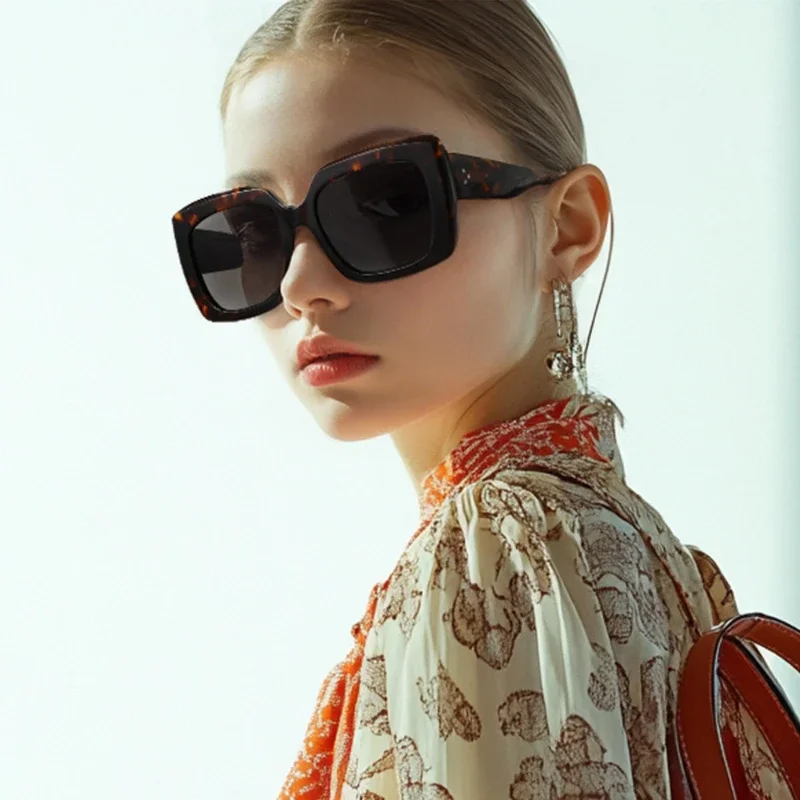 BLUEMOKY Polarized Acetate Sunglasses for Women Oversize Square Frame UV400 Protection Retro Classic