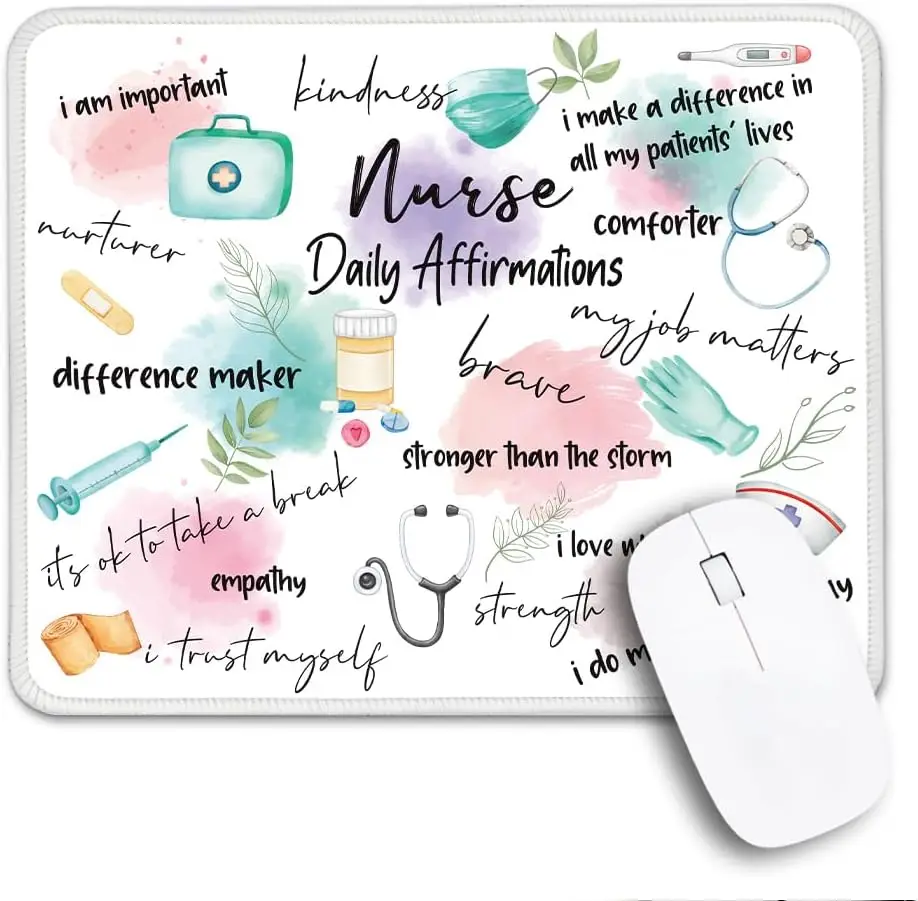 Rectangular gaming mouse Rectangular mouse pad for nurses daily affirmation gifts RN CRNA NP NICU nurse