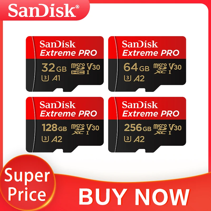 بطاقة Sandisk-Extreme Pro Micro SD ، بطاقة ذاكرة ، سرعة قصوى للقراءة ، 64 جيجابايت ، GB ، GB ، A2 ، الفئة 10 ، 47 ، U3 ، Mbps ، V30 ، 32 جيجابايت