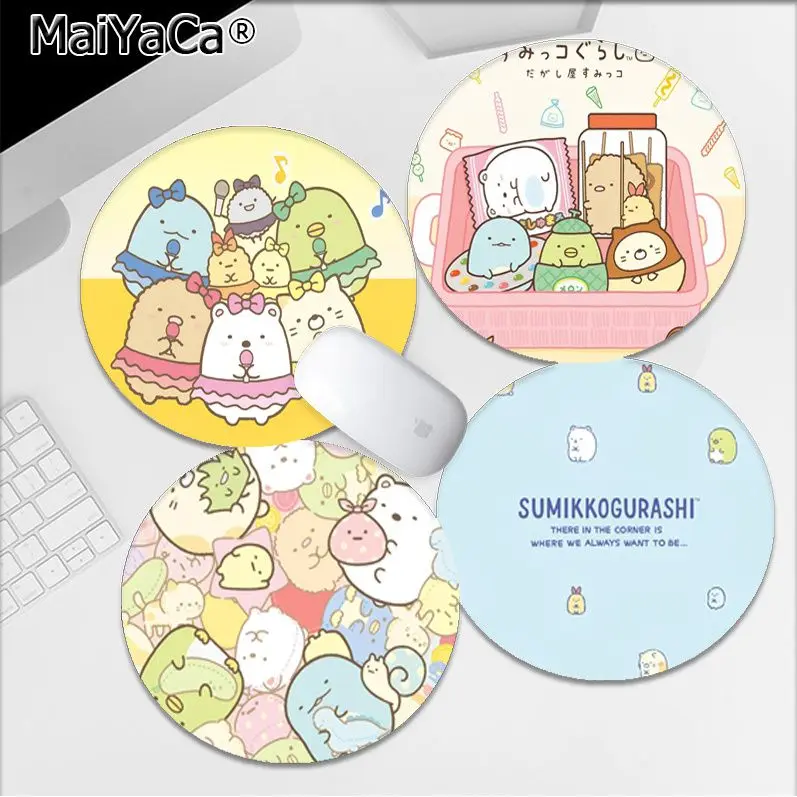 

Kawaii Cartoon Pink Sumikko Gurashi Small Round Desktop Mat Kawaii Gaming Accessories Students Writing Pad Mouse Pad Desk Play