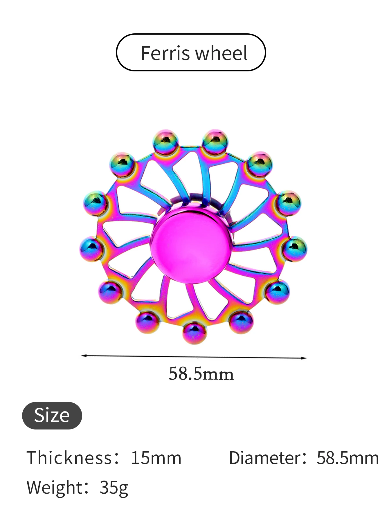 사무실 스트레스 완화 및 레저 엔터테인먼트를 위한 다채로운 아연 합금 Fidget Spinner 장난감 휴대용 핸드헬드 스핀 탑