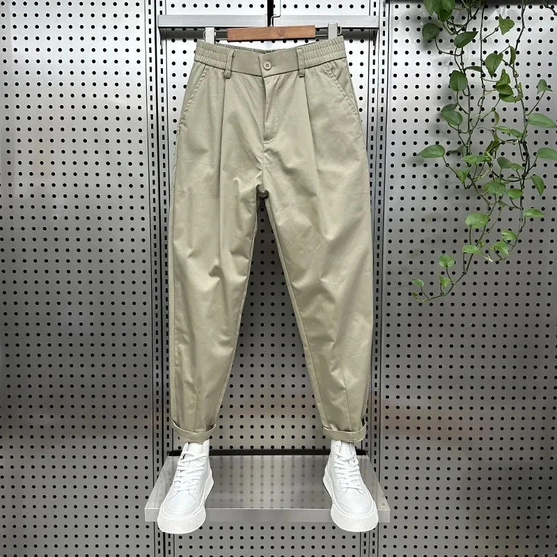 Trousers For Men Spring Autumn 2024 New Solid Color All Match Casual Pants Korean Baggy Haren Pants Men\'s Clothing Ropa Hombre