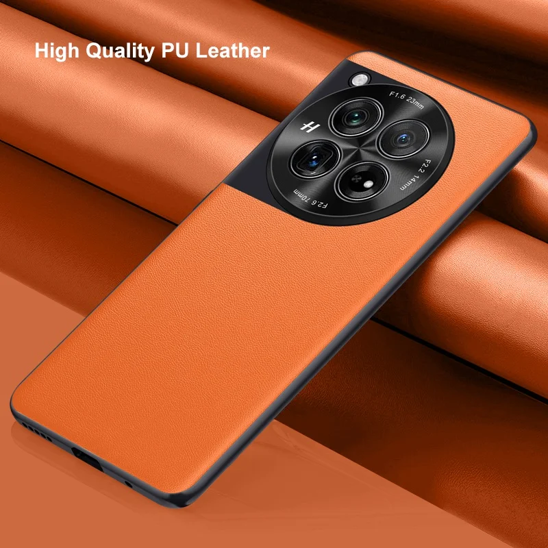 Luxury PU Leather Phone Case For OnePlus 12 Back Cover Matte Shockproof Full Protection Case For One Plus 12 5G OnePlus12 Coque
