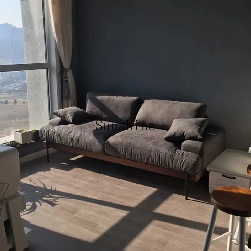 

Simple modern down fabric sofa living room industrial style small apartment solid wood sofa