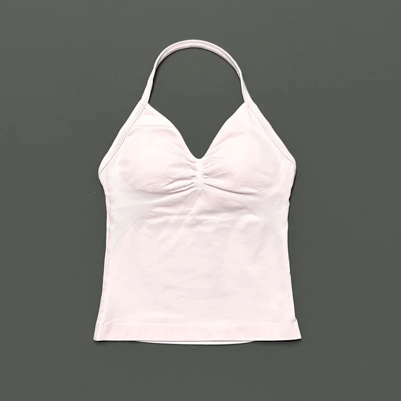 HISTELLO Halter Yoga Tank Top Dames Sexy Strappy Backless Slim Fit Gewatteerd Ademend Gym Fitness Running Workout Sporttops