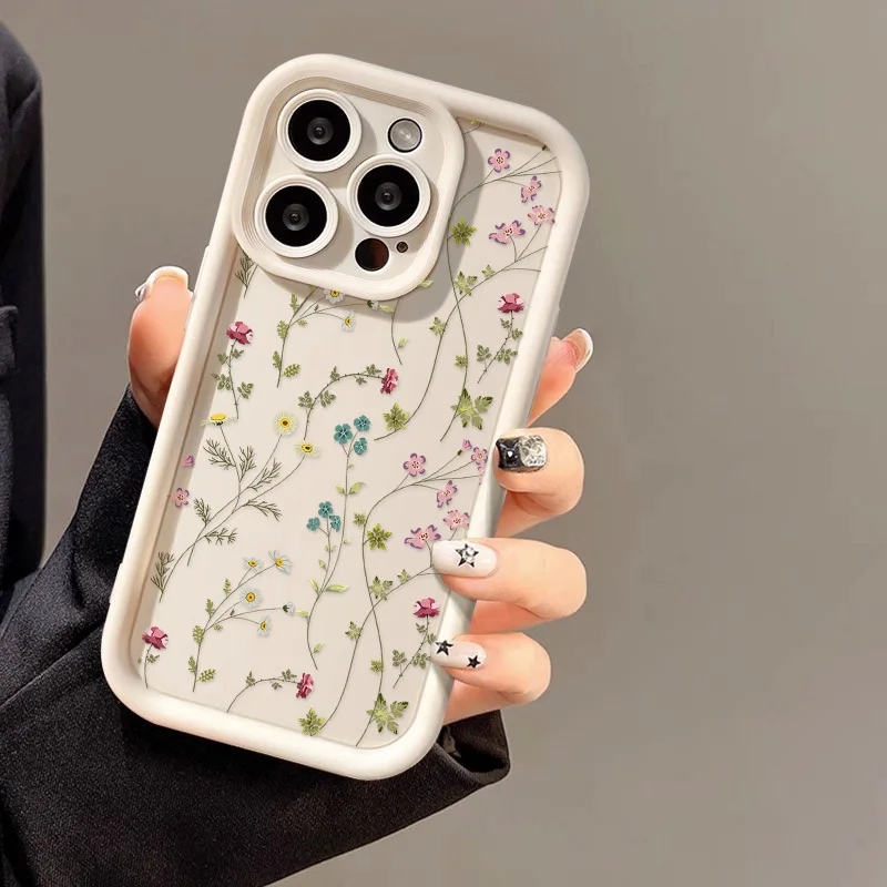 Flower Silicone Phone Case For iPhone 16 Case iPhone 15 Pro Max 14 12 11 13 XS XR X 7 8 Plus SE 2022 Shockproof Candy Soft Cover