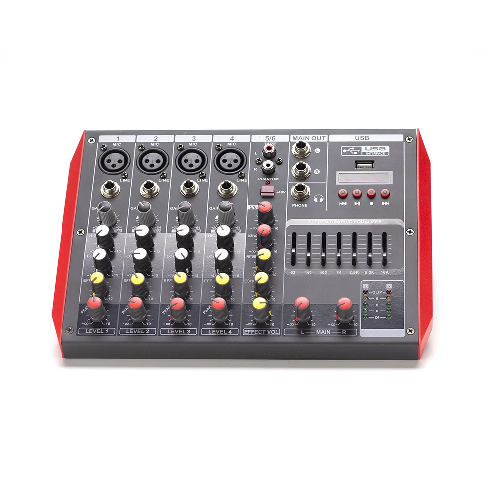 Usb Audio Interface Studio Mixer Sound Mixing Console Audio Mixer Mixer Dj Controller Professional Audio Lane BN-6P