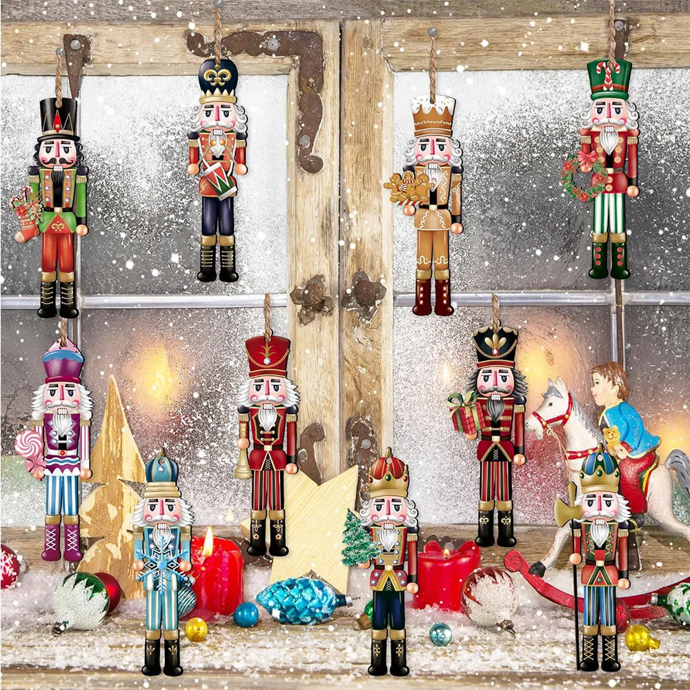 12/24/36Pcs Weihnachten Holz Anhänger Nussknacker Soldat Hängen Ornament Holz Geschenk Für Weihnachten Baum Neue Jahr party Dekoration – Detail 9
