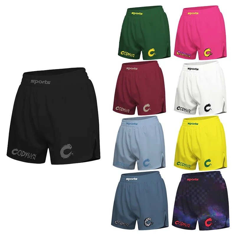 Cody Lundin Boys Age7-13 Kickboxing MMA Combat Jiu Jitsu Training Trunks Quick Dry Elastic Waist Side Split Sport Printed Shorts