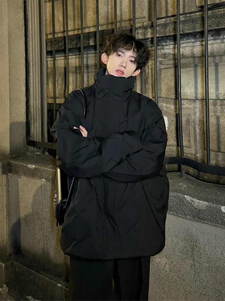 

Мужская зимняя теплая куртка с ромбовидным узором, воротником-стойкой, хлопковая, в стиле High Street, для пар, американский повседневный стиль