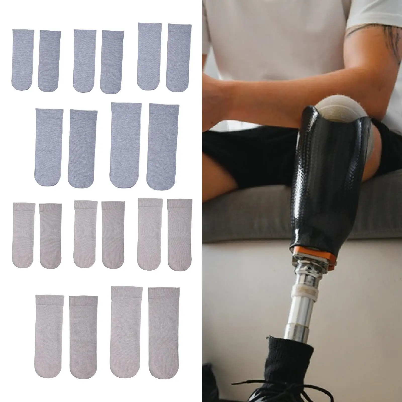 

2 пары эластичных дышащих защитных носков для ампутантов (ниже колена), для использования в помещении и на улице, для женщин и мужчин, удобные.