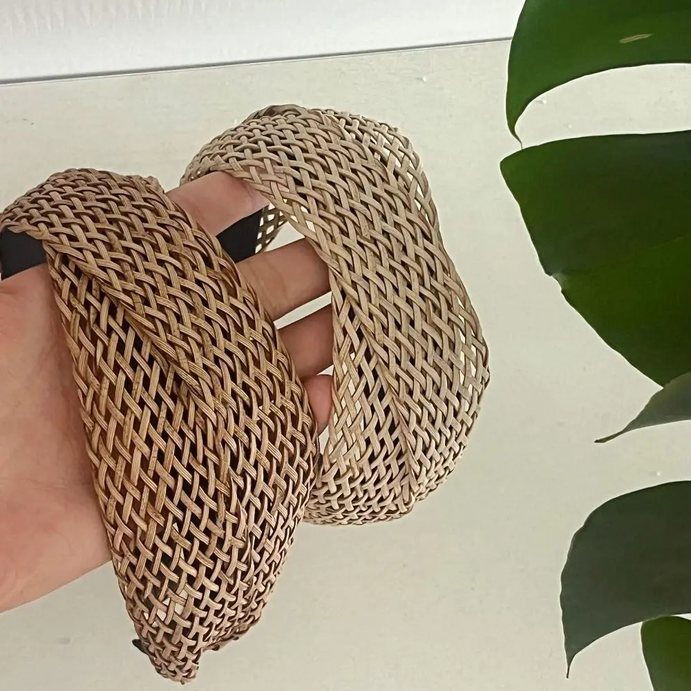 속이 빈 짚으로 엮은 헤어밴드 휴가 스타일 와이드 엣지 헤어밴드 한국 스타일 헤어웨어 보헤미안 스타일 헤어 후프 데일리