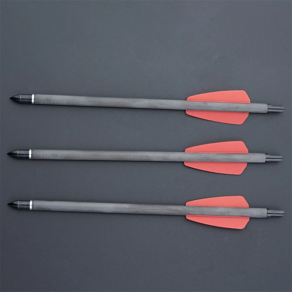 Toparchery 7.5/15 Inch Carbon Arrow with 2pcs Red Plastic Feathers Hunting Arrows for Outdoor Hunting 6/12/24pcs