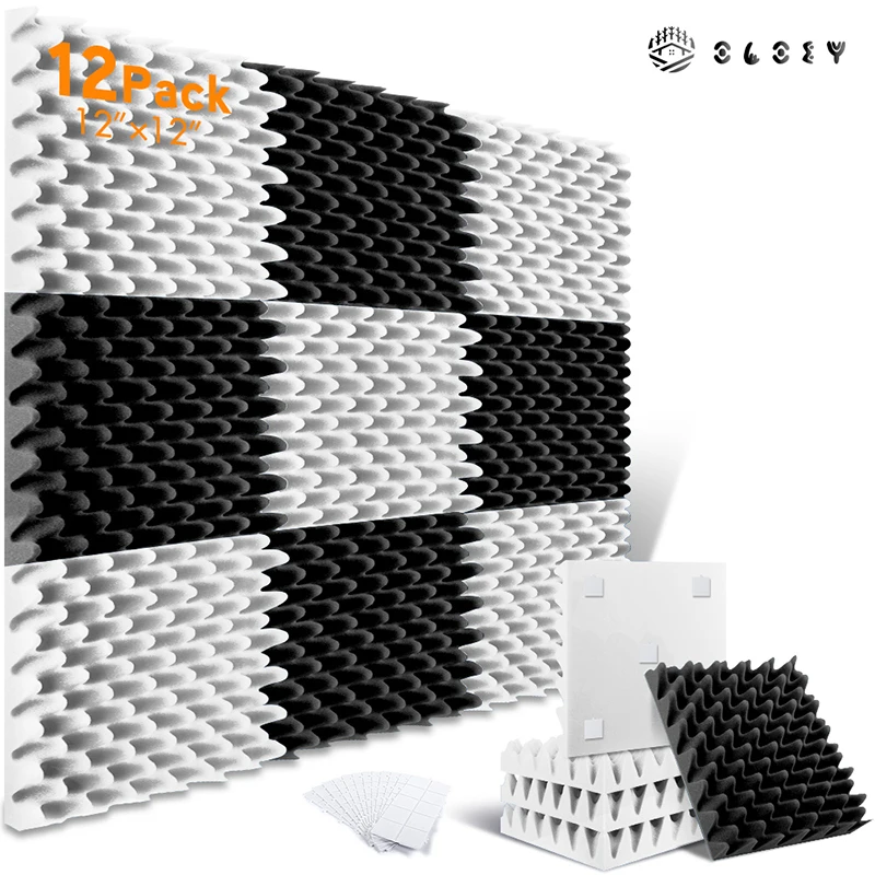 

Sound Foam Insulation 12 Pack, For Studio Bedroom Drum Room Cinema, Self-Adhesive Egg Crate Soundproof Foam Sponge Panel