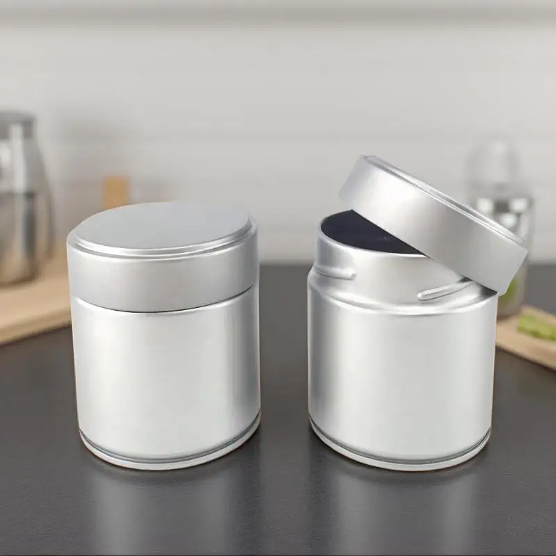 @*1 Pcs Portable Mini Matcha Powder Can Thick Tinplate Tea Sealed Jar Spice Storage Box Container Box Kitchen Gadgets Household