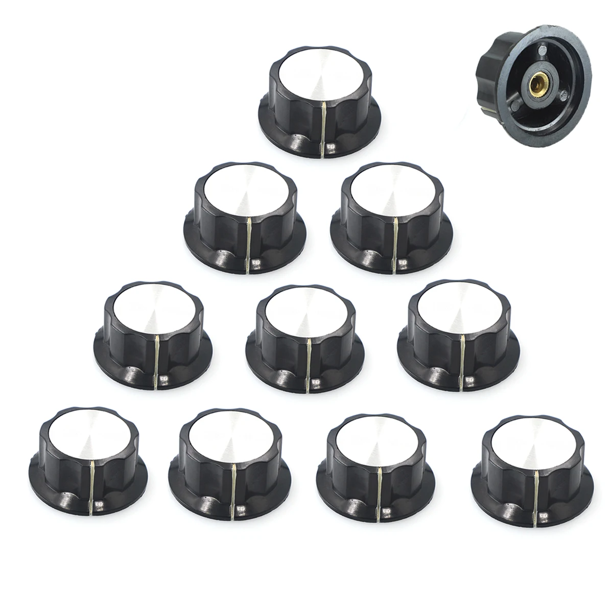 

10x Potentiometer Knob MF-A04 6mm Volume Knob Cap 33mm*16mm Rotary Switch Knobs for Variable Resistors Potentiometer WH118/WX050