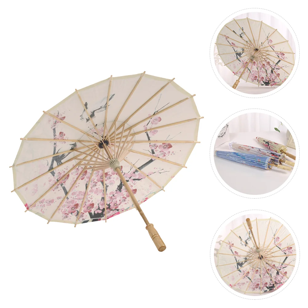 Colorful Flower Umbrella Oil Paper Handmade Chinese Style Ancient Wood for Performance Beautiful Miss