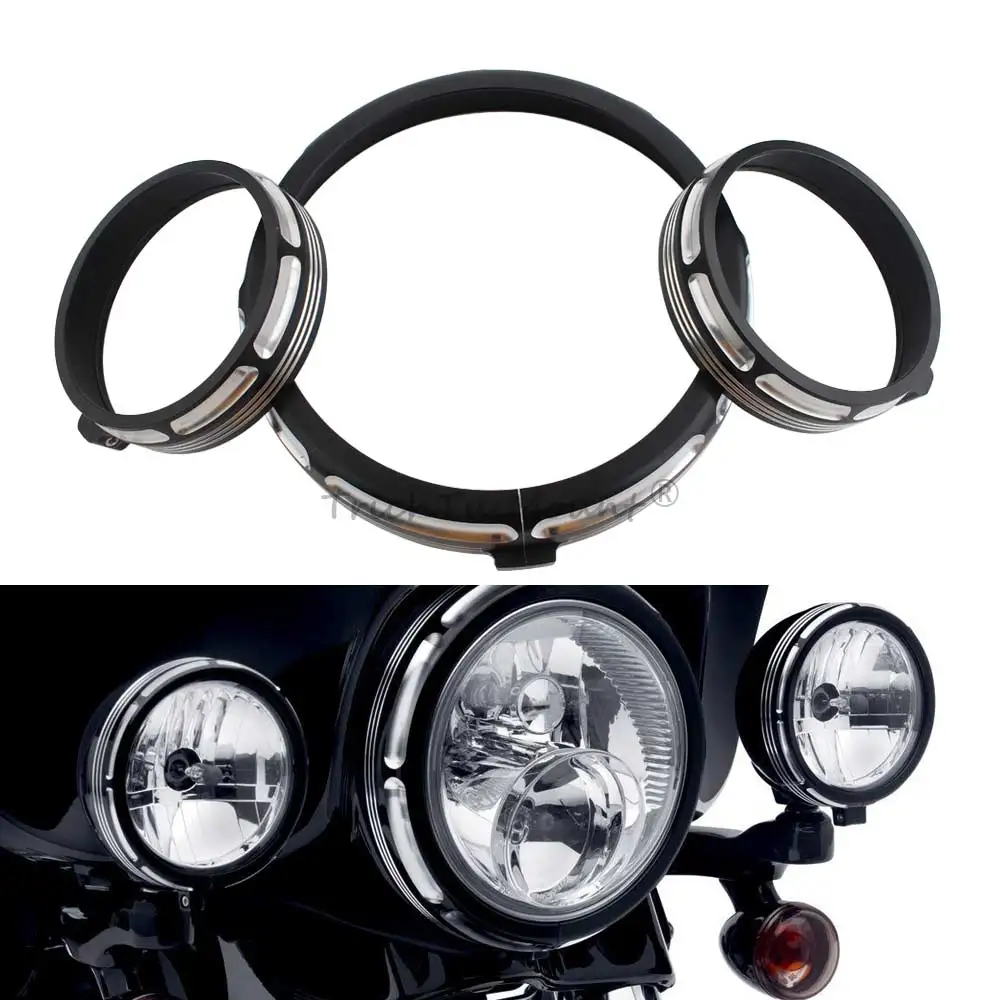 For Harley Electra Street Glide Road King 1994-2024 Motorcycle Accessories Black  7 Inch Headlight Decorative Cover Trim Ring