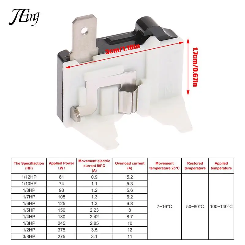 4TM 110/220V Refrigerator Overload Protector Freezer Replacement Part Relay 1/2 1/3 1/4 1/5 1/6 1/7 1/8HP Protector