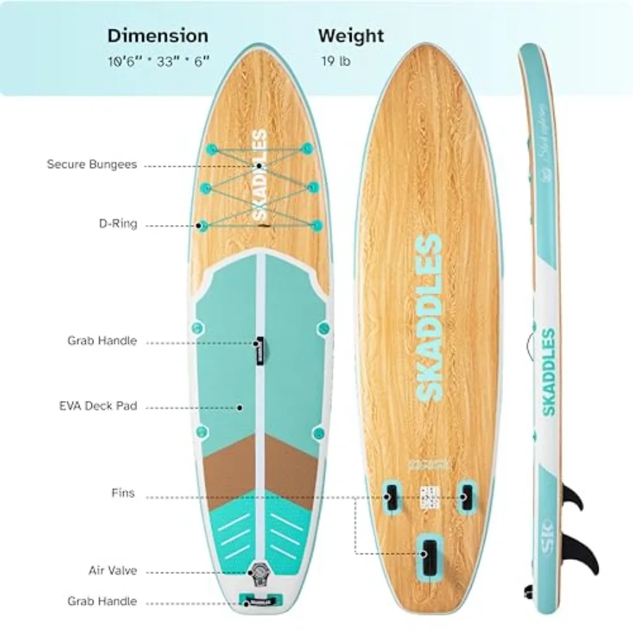 Inflatable Stand Up Paddle Board for fishing yoga fitness family fun; PVC material; blue; 106 with non-slip deck and complete a
