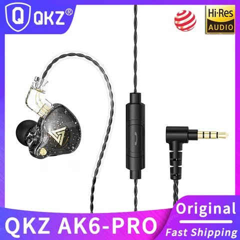 Original QKZ AK6 PRO auriculares con cable auriculares estéreo HIFI con micrófono HD llamada 3,5mm AUX auriculares deportivos para juegos de música