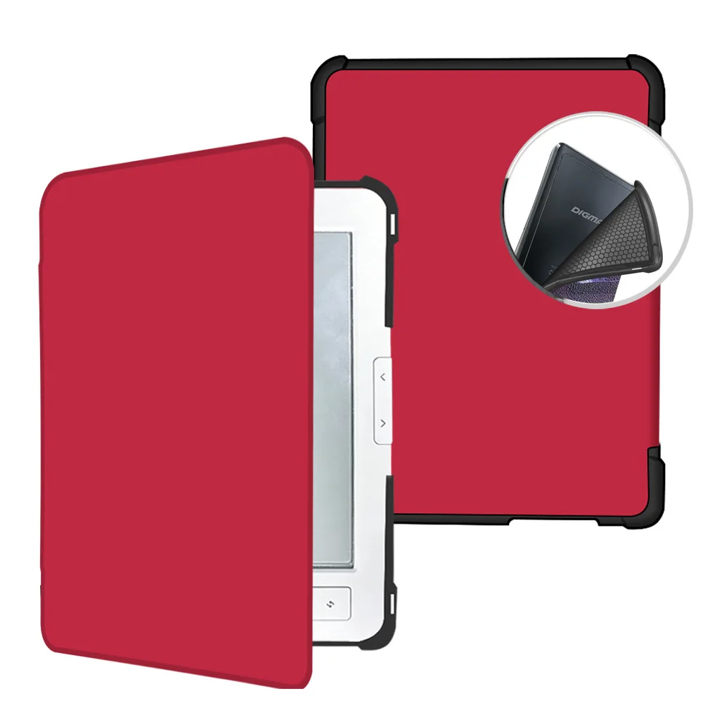 For Digma K1 K2 S683G E654 E63S E658 E628 E-Reader Case, PU Leather Flip Cover with Stand, TPU Soft Shell Protective Case