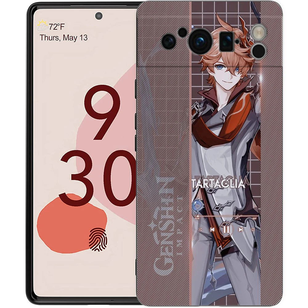 Genshin Impact Game Role For Google Pixel 8 7 6 Pro 6A 5G Black Phone Case Soft Shockproof Back Cover Silicone TPU Shell Coque