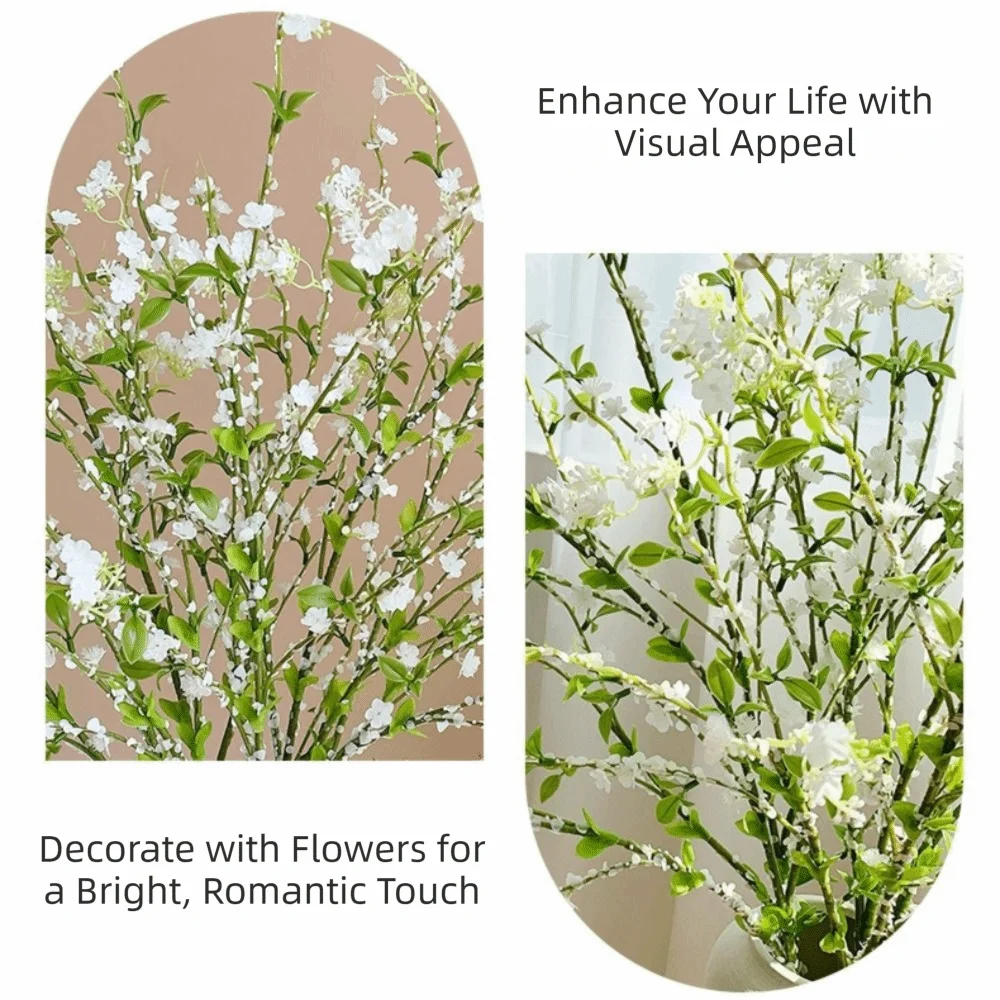 

115CM Artificial Plants White Faux Branches Faux Greenery Stems Artificial Branches Bouquet Snow Willow Branches Living Room