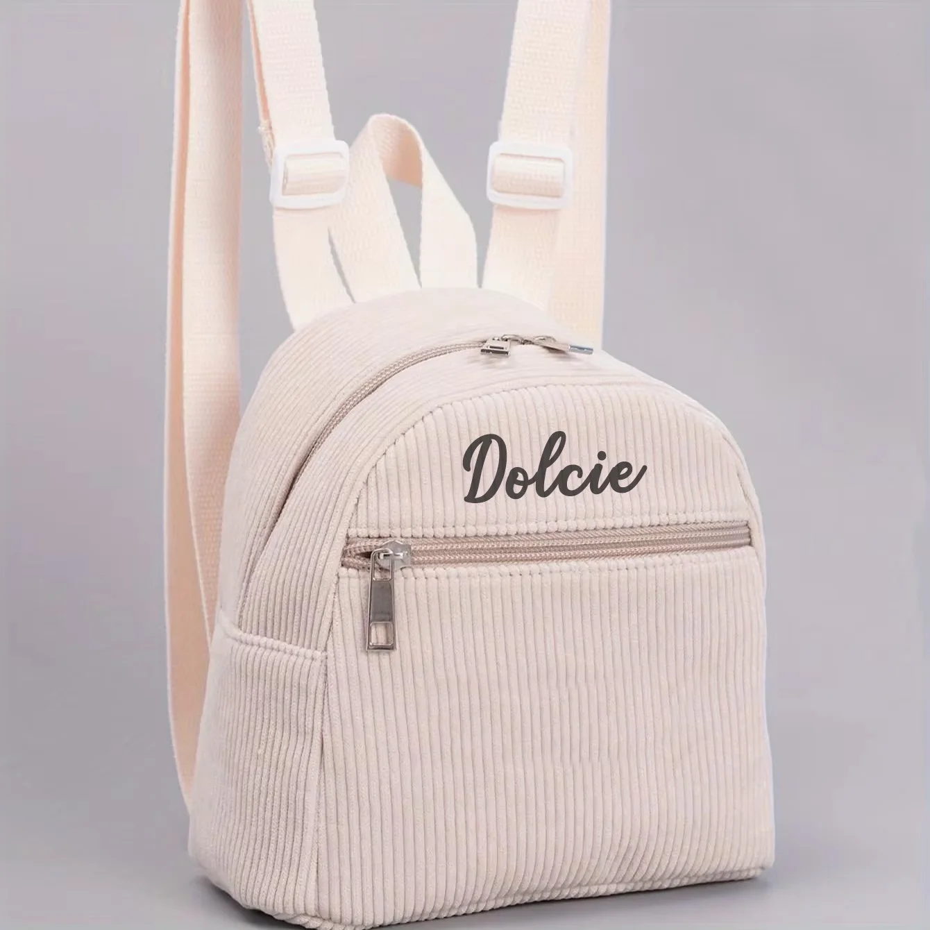 Mochilas de pana personalizadas con bordado para hombres y mujeres, Mini mochilas multicolores de Color sólido, mochilas informales simples