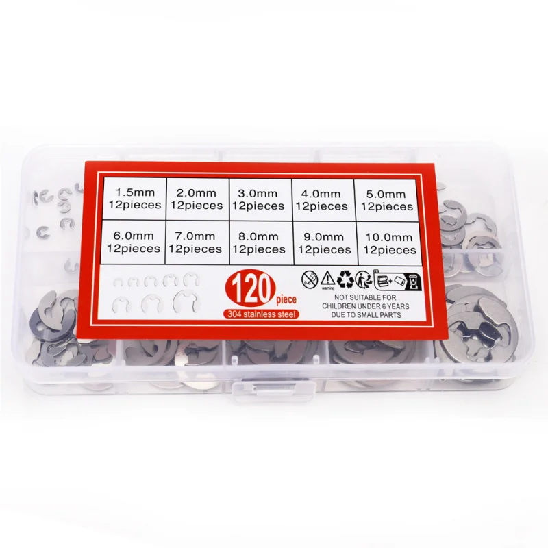 120 peças/200 peças de aço inoxidável 304 anel aberto retentores anel de pressão arruela anel de retençãoM1.5-M10