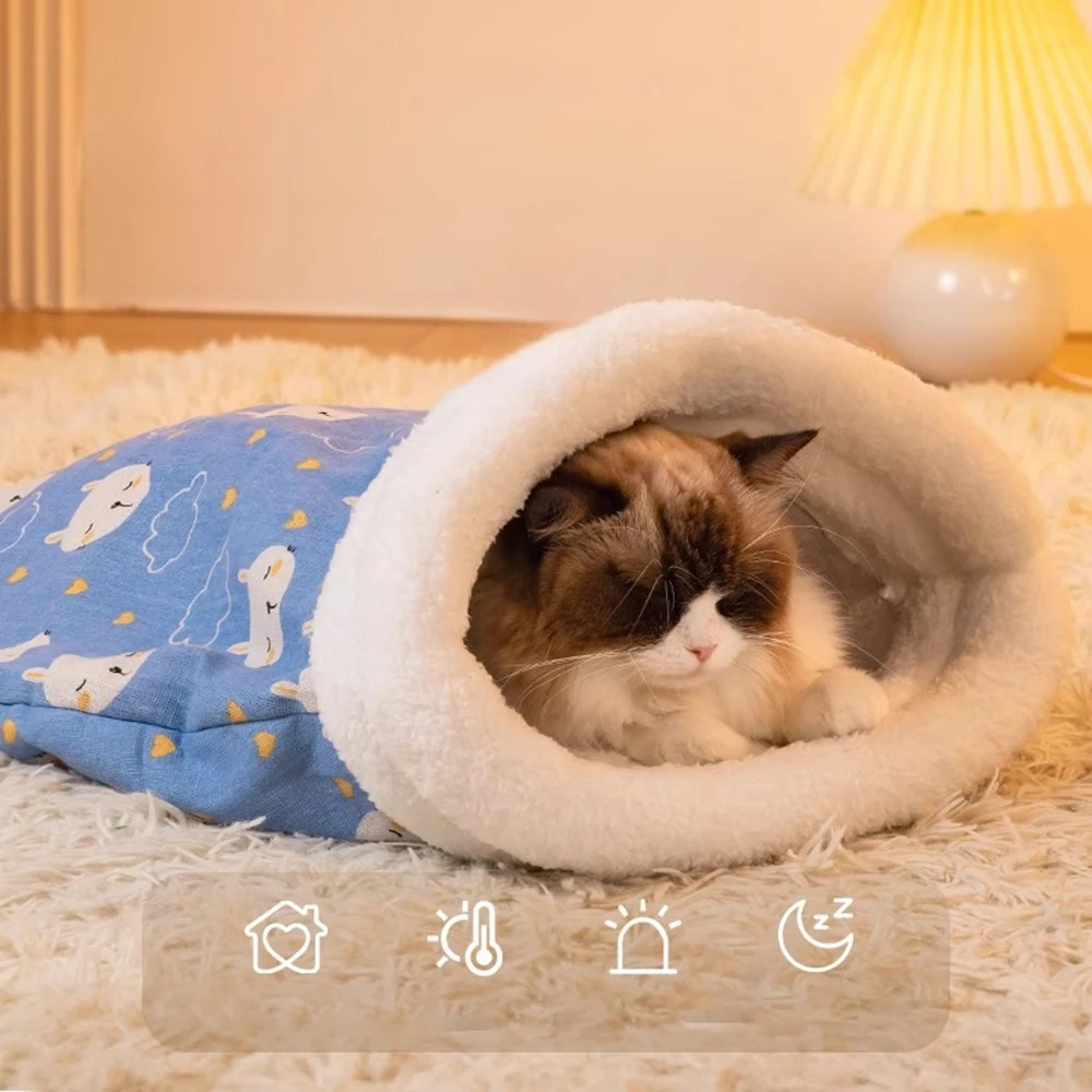 

Спальный мешок для кошек, зимнее мягкое пушистое утолщенное карманное гнездо для домашних животных, удобное теплое гнездо для котенка, щенка, для маленьких и средних собак, кошек