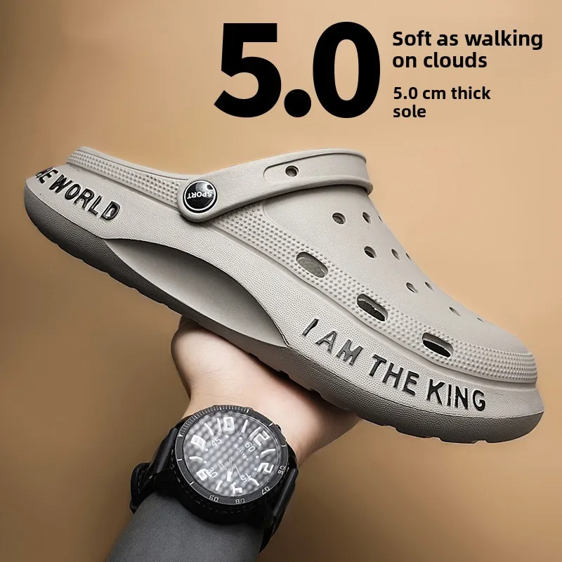 

Men's Summer Big Head Slippers Outdoor Beach Anti-Slip Sandals Comfortable Wear Resistant EVA Flat Heel Slip-On Shoes