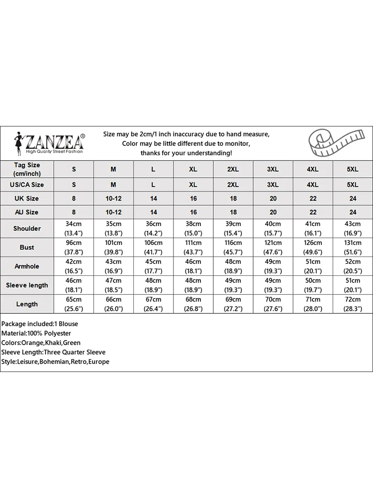 ZANZEA 여성용 3/4 소매 OL 작업 블라우스, 우아한 버튼 다운 셔츠, 캐주얼 홀리데이 패션, 루즈 탑, 여름