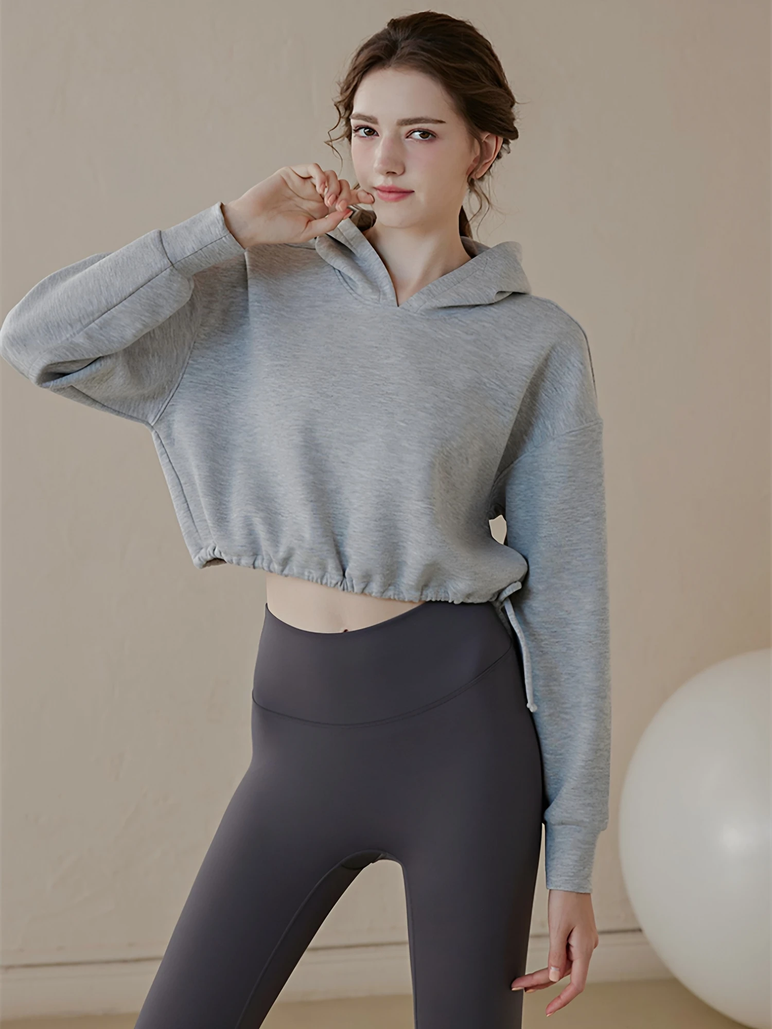 

Women's Fitn Hoodie Air Layer Long Sve Yoga Sportswear Loose Comfortable Running Top Casual Ele Silk Blend