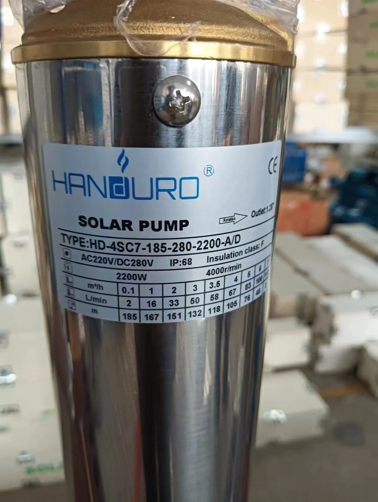 3HP 185 Meter Hoofd Solar Waterpomp AC + DC 7 m3/u High Flow Dompelpompen Diepe put Systeem voor Landbouw Irrigatie