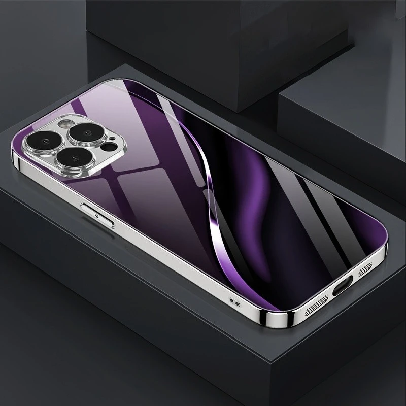 Luksusowe, nowe, galwanizowane szklane etui na telefon dla profesjonalistów, pasujące do iPhone 17/16/15/14/13/12/11, itp. — zdjęcie produktu 4
