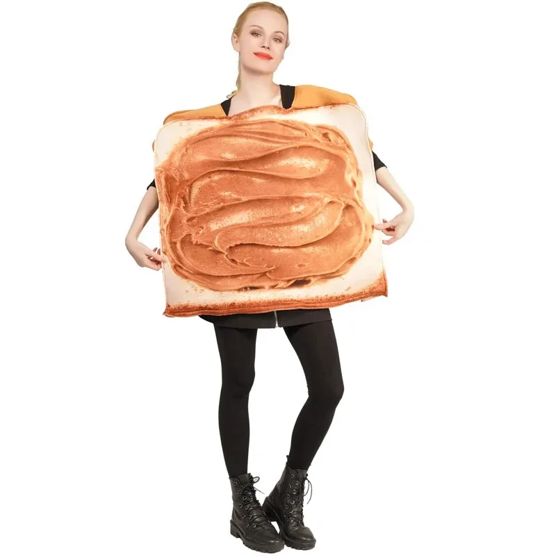 qq28LQAdult ตลกเนยถั่วเยลลี่ขนมปังเครื่องแต่งกายไข่ต้มและเบคอนปาร์ตี้เครื่องแต่งกายฮาโลวีนคู่อาหารคอสเพลย์ Outf