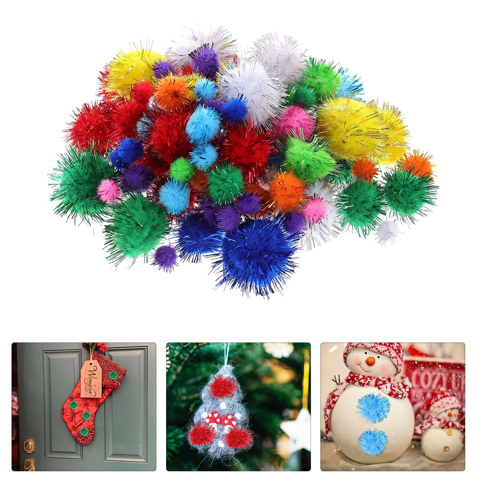 5 Bags Christmas Pompom Balls Soft DIY Material Balls Handmade Crafts Xmas Tree Decoration Colored Pom Poms Festival Craft