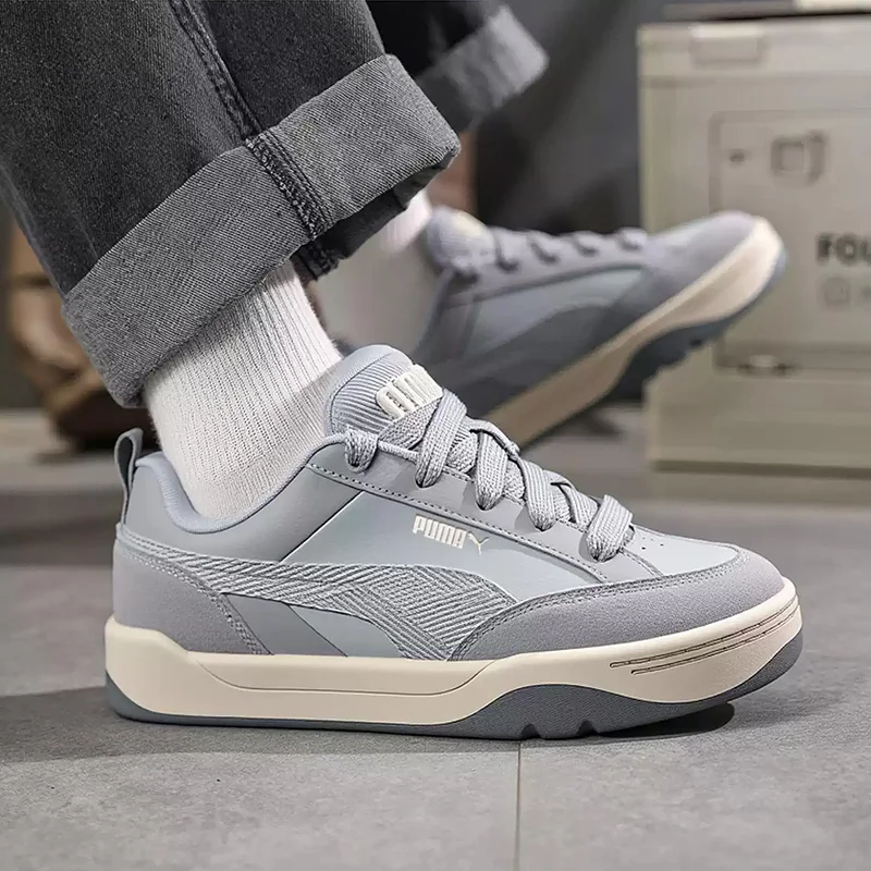 

PUMA Light Gray Beige Suede Leather Stitching Chunky Casual Skate Sneakers 406463-02