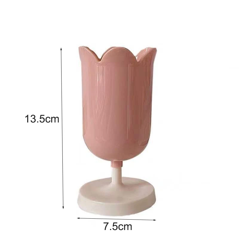 Cubo de almacenamiento de tulipanes INS, soporte de plástico para bolígrafos, taza de tanque, soporte para brochas de maquillaje, organizador de escritorio, papelería para estudiantes