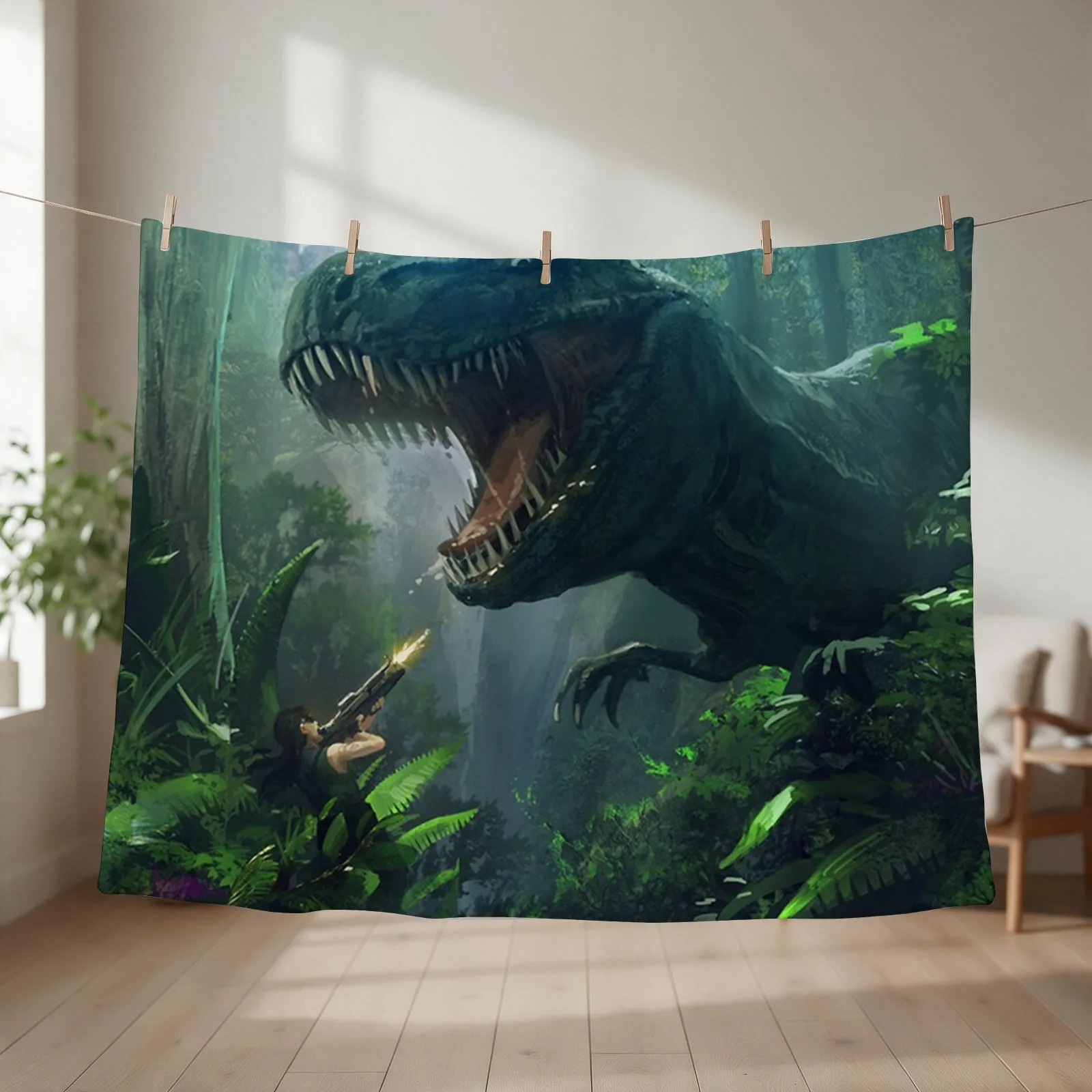 ARK: ENDURE DINO ATTACK T-REX ENDURE Throw Blanket couch cozy soft plush fuzzy picnic outdoor blanket