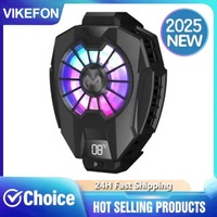 VIKEFON 2 In 1 Mobile Phone Magnetic LED Display Phone Cooler Cool Cooler Light For Smartphones Genshin Impact PUBG Game Cooler