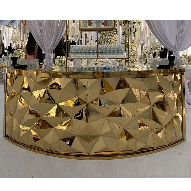 Hotel Outdoor Cocktail  Bar Counter Table Stainless Steel Movable Counter Bar Tables for Party and Wedding